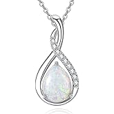 Zhi Kexin Valentines Day Gifts for Wife Her Opal Pendant Necklace for Women 925 Sterling Silver October Birthstone Teardrop Necklaces Anniversary Birthday Jewelry