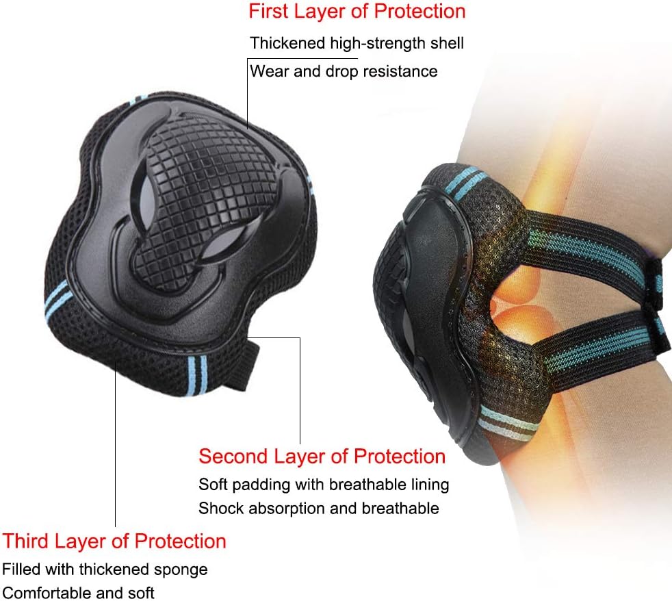 SPOMAT Knee and Elbow Pads with Wrist Guards Kids Adults 6 in 1 Protective Gear Set for Skating, Rollerblading, Scooter, Riding Sports : Sports & Outdoors