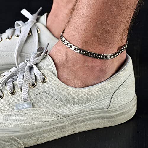 Handmade Silver Plated Chain Anklet For Men By Galis Jewelry Ankle Bracelet For