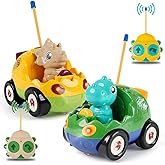 INSFUN Remote Control Dinosaur Car Toys for Toddler Kids - Best Birthday Gifts for Boys Ages 2 3 4 5 Years Old, 2-Pack Toys for Toddlers 18+ Months with Lights and Music
