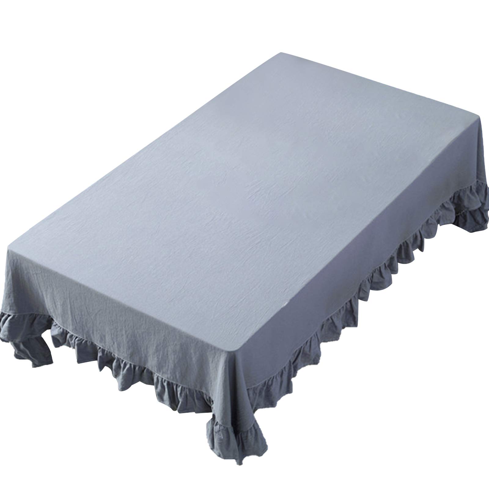 rismart Ruffle Square Linen Table Cloth Cover Tablecloth for Tabletop Desk Adornment Blue 120 x 120 cm — image 1