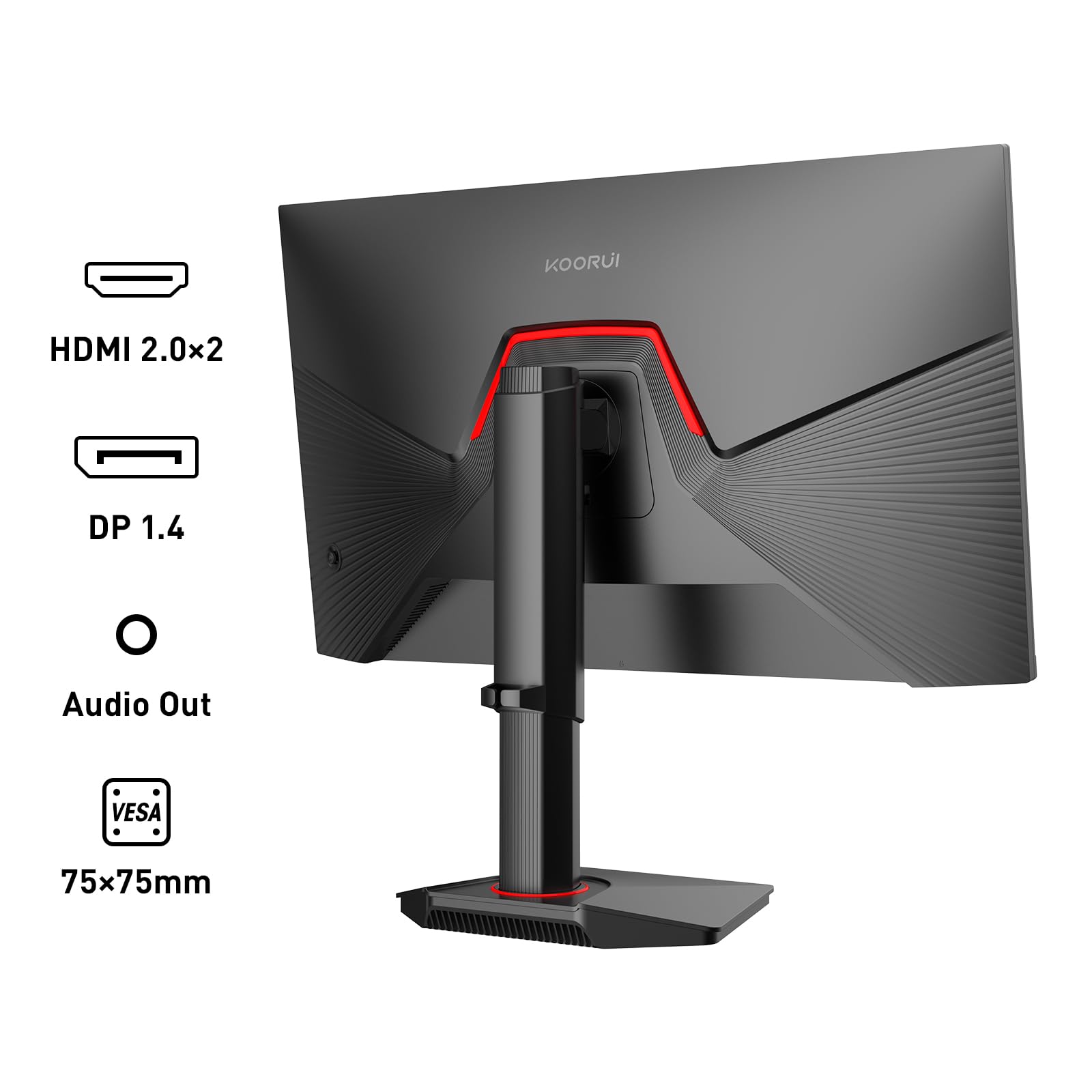 KOORUI G2722P 27 Zoll Gaming Monitor, 200Hz PC Bildschirm, QHD 2560x1440 Fast IPS, 1ms, HDR400, Adaptive Sync HDMI 2.0 & DP 1.4, VESA 75x75mm, Höhenverstellbar & Drehbar 6