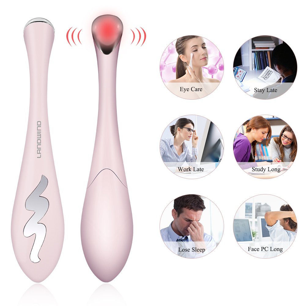 Eye Massager, Ionic Eyes Facial Massager Wand with 40 ℃ Heated, Dark Circle Remover, Eliminate Eye Bags & Puffy Eye FDA Certificeted Safe: Beauty