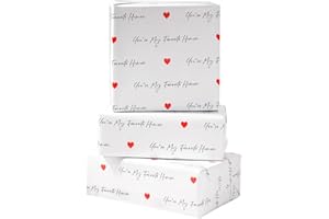 ZINTBIAL Valentine’s Day Wrapping Paper for Wedding, Anniversary, Birthday - You're My Favourite Human Design for for Men Women - 20 x 29 Inches, 6 Folded Sheets, Easy to Store