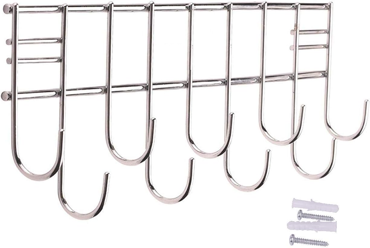 Bulfyss Stainless Steel Laddle Hook Rail | 9 Hooks Laddle Cradle for Kitchen | Multi-Level Hook Rail