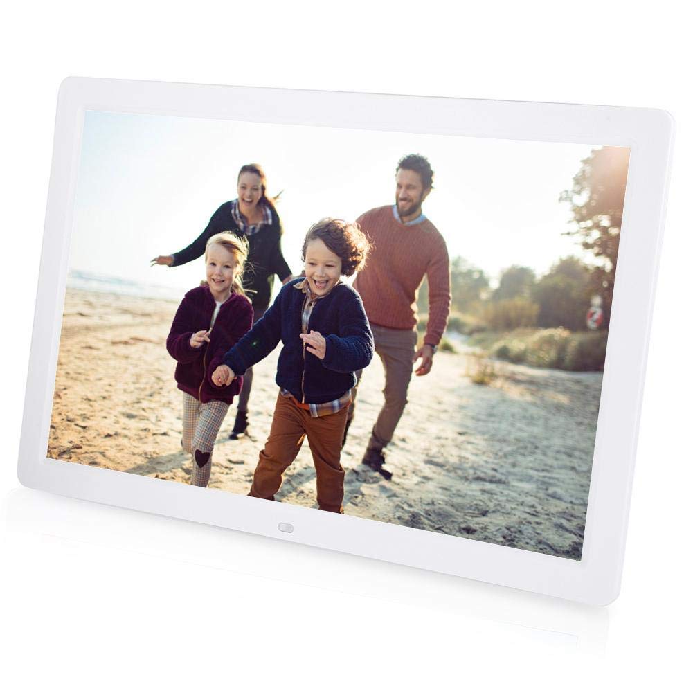 Digital Photo Frame, 17" 1440x900 Resolution 1080P HD Digital Picture Frame Electronic Album Support Calendar Alarm Clock MP3/4 Movie/SD/USB with Remote Control for Wonderful Gift(White)