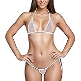 EASYLONGJEE Micro Bikini Sheer Bikini Triangle See Through Extreme Thong Sexy Mini Bathing Suit Gifts for Women OneSize 2-8