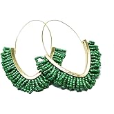 V-Shaped Beaded Dangle Earrings - Statement Drop Fringe Earrings, Boho Handmade Tassel Jewelry Gift for Women