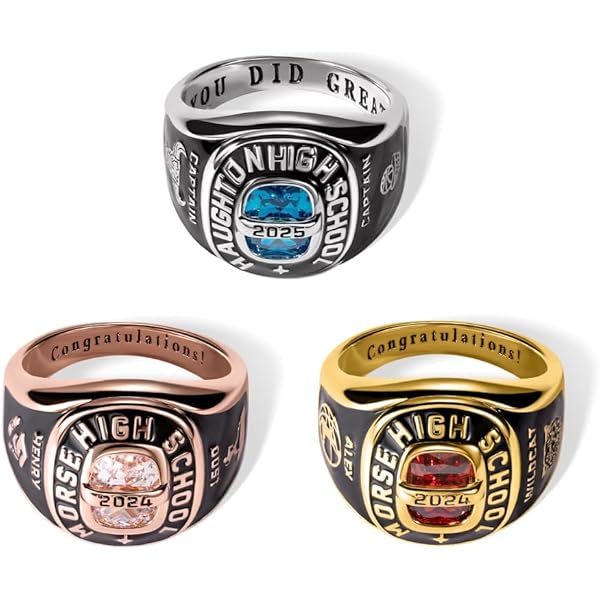 AILIN Personalized Graduation Rings For Men Women Sterling Silver