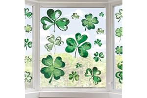 Ivenf St Patricks Day Decorations Window Clings Decor, Extra Large Shamrock Window Stickers, Irish Saint Patricks Day Decorations for Kids Home School Office Spring Party Supplies Gifts, 6 Sheets