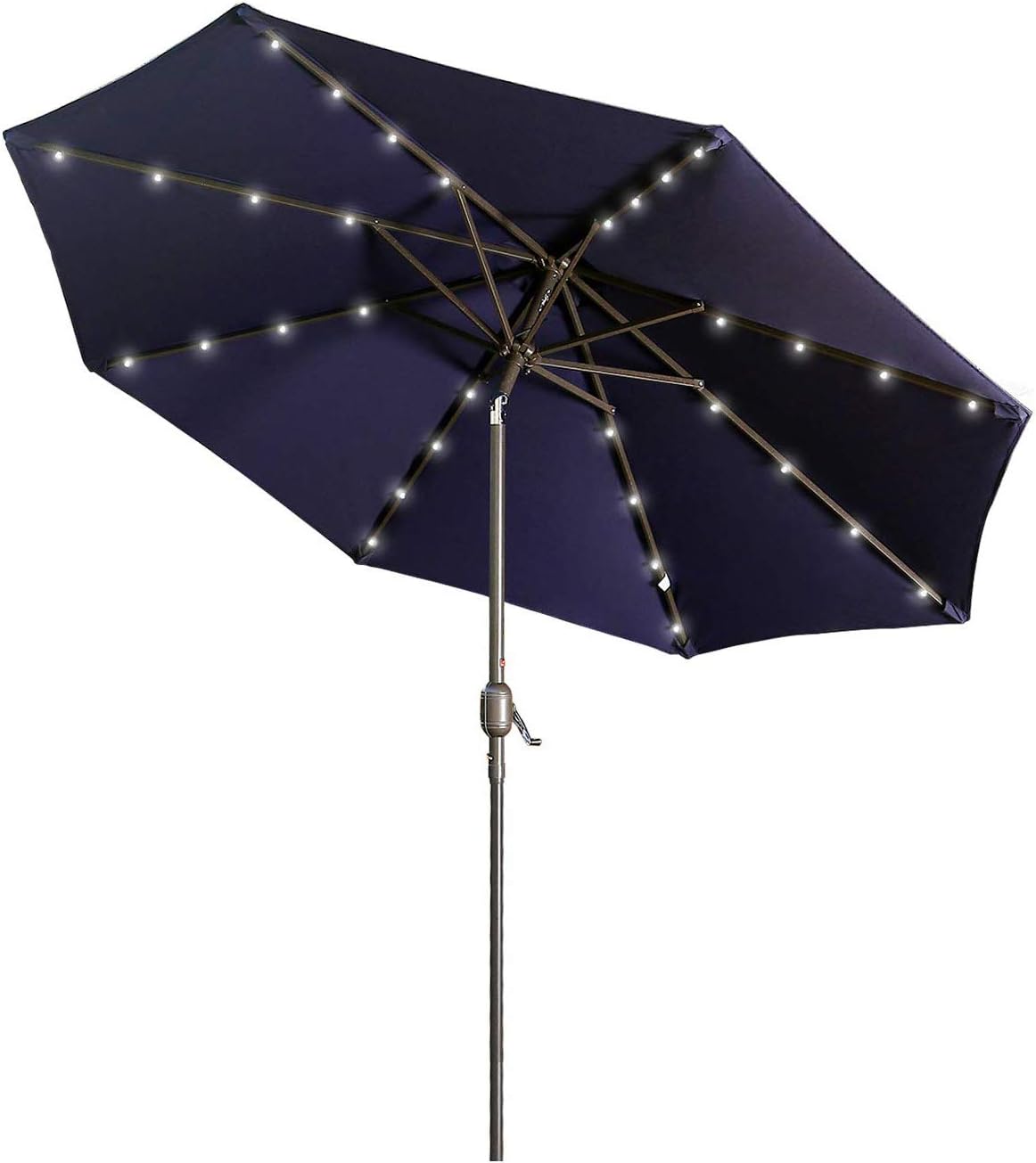 Aok Garden 9 Ft Led Patio Umbrella Lighted Solar Power Outdoor Umbrella With Push Button Tilt And Crank Navy Blue Amazon Ca Patio Lawn Garden