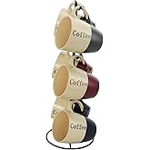 Elama Smooth Stoneware Mug Cup Set, 7 Piece, Assorted, 12 fluid ounces