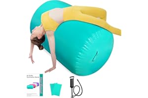 JL-INFLATE Air Roller Gymnastics Barrel, Air Track Tumbling Mat Equipment Inflatable Barrel Roller Back Handspring Trainer with Manual Pump for Yoga Cheerleading Home Gym Use