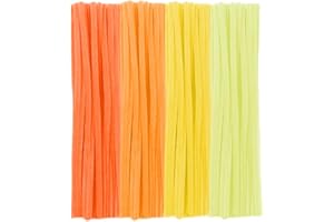 PYRISUU Yellow Pipe Cleaners, 100 Pieces Chenille Stems Craft, 12 inch Long Fluffy Pipe Cleaners for Creative DIY Art Craft Projects, Home Decoration Supplies (6 mm x 30 cm, Yellow Series-4 Colors)