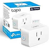 TP-Link Tapo Matter Compatible Smart Plug Mini, Compact Design, 15A/1800W Max, Super Easy Setup, Works with Apple Home, Alexa