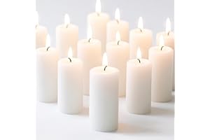 MOSROAD White Pillar Candles - 12 Packs Unscented Wax Pillar Candle, Long-Lasting 30 Hour Burn Time, 2x4 Inch, Elegant Decorative White Candles for Weddings, Centerpiece, Home Decor