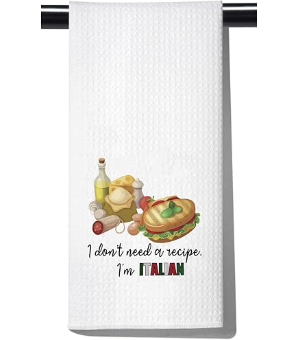 Italienisches Küchentuch Mit Segensspruch – 40,6x61 Cm, Waffelmuster, Aus Polyester, Wasserabsorbierend, Als Deko Oder Geschenk