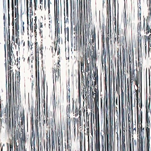 Silver Metallic Fringe Curtain - 36" Wide x 12' Long