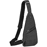 Seoky Rop Slim Sling Bag Small Ultra Thin Water Resistance Crossbody Chest Shoulder Backpack Personal Pocket Bag Dark Grey