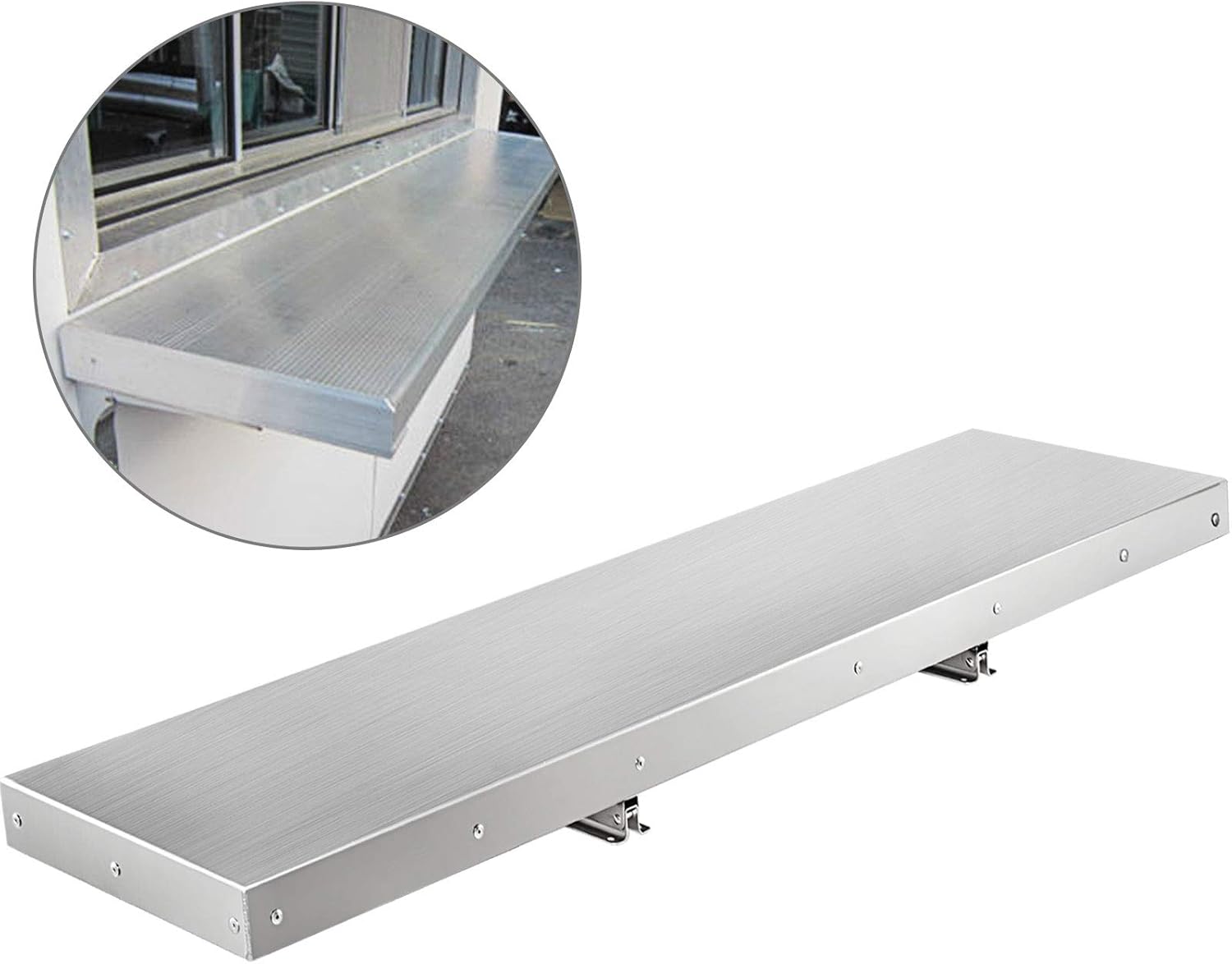 Happybuy 48 Inch Concession Shelf Stainless Steel Drop Down Folding Serving Food Shelf Stand Serving for Concession Trailer Serving Window (48" Lx 12" W)