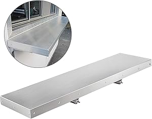 Happybuy 48 Inch Concession Shelf Stainless Steel Drop Down Folding Serving Food Shelf Stand Serving for Concession Trailer Serving Window (48" Lx 12" W)