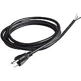 VSEER 6Ft 12 Gauge 3 Prong Heavy Duty Universal AC Appliance Replacement Power Supply Cord Cable with Open End, SJT 12AWG 20Amp Conductor Wire Extension Cable, Black