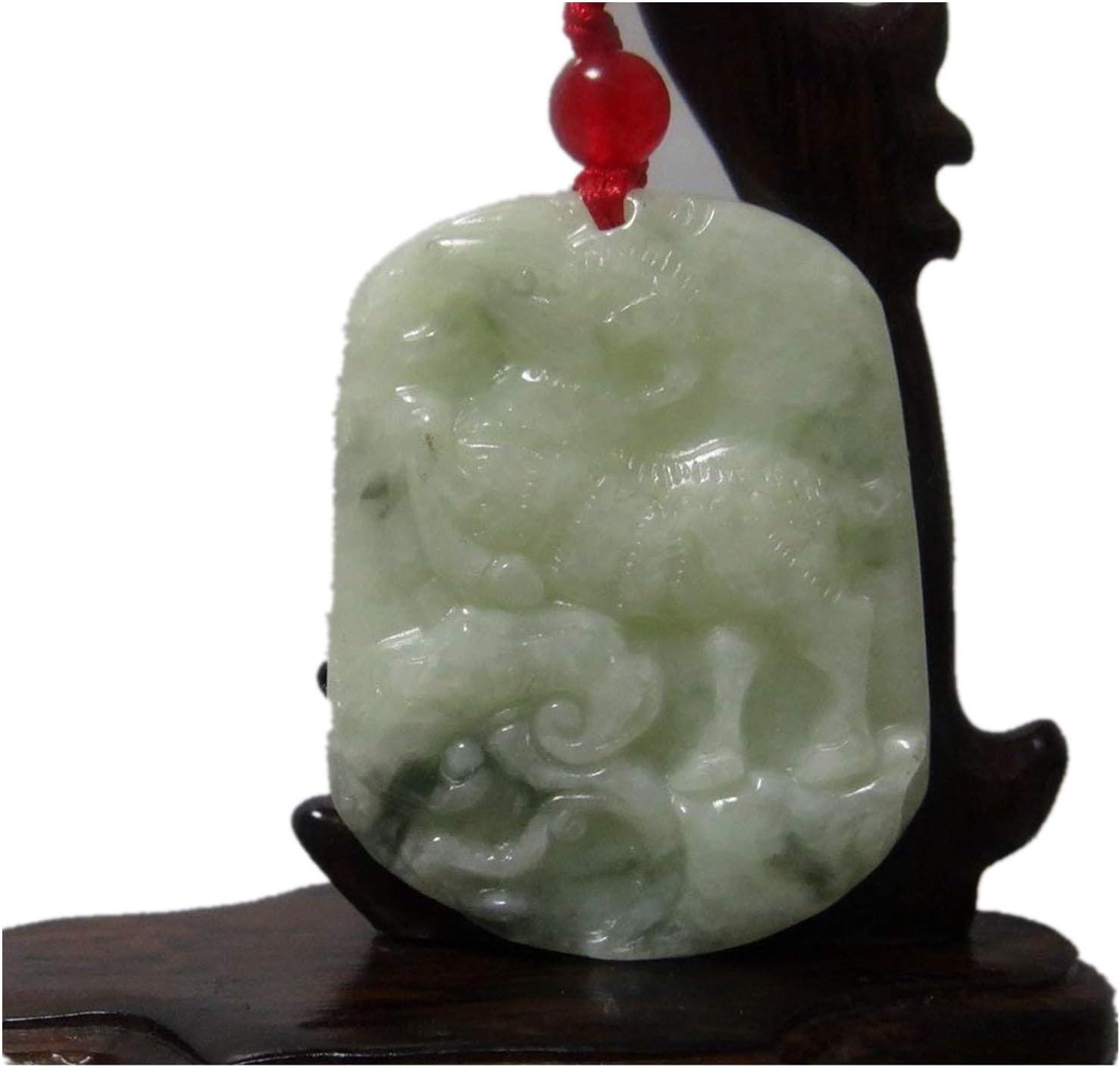 1.9" Aries Amulet China Certified Nature Hisui Jadeite Jade Auspicious Goat Hand Carvd Necklace Pendants