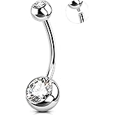OUFER Belly Button Rings Surgical Stee, Internally Threaded Belly Rings, 14G Belly Piercing Jewelry, Belly Button Rings, Navel Piercing Jewelry For Women Men