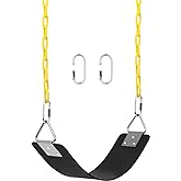 AGPTEK Swing Set, Seat with 66 Inch Anti-Rust Chains Thermoplastic Coated, Support 250lb, Cushion Accessories Replacement with Snap Hooks for Outdoors, Playground, Jungle & Gym - Black
