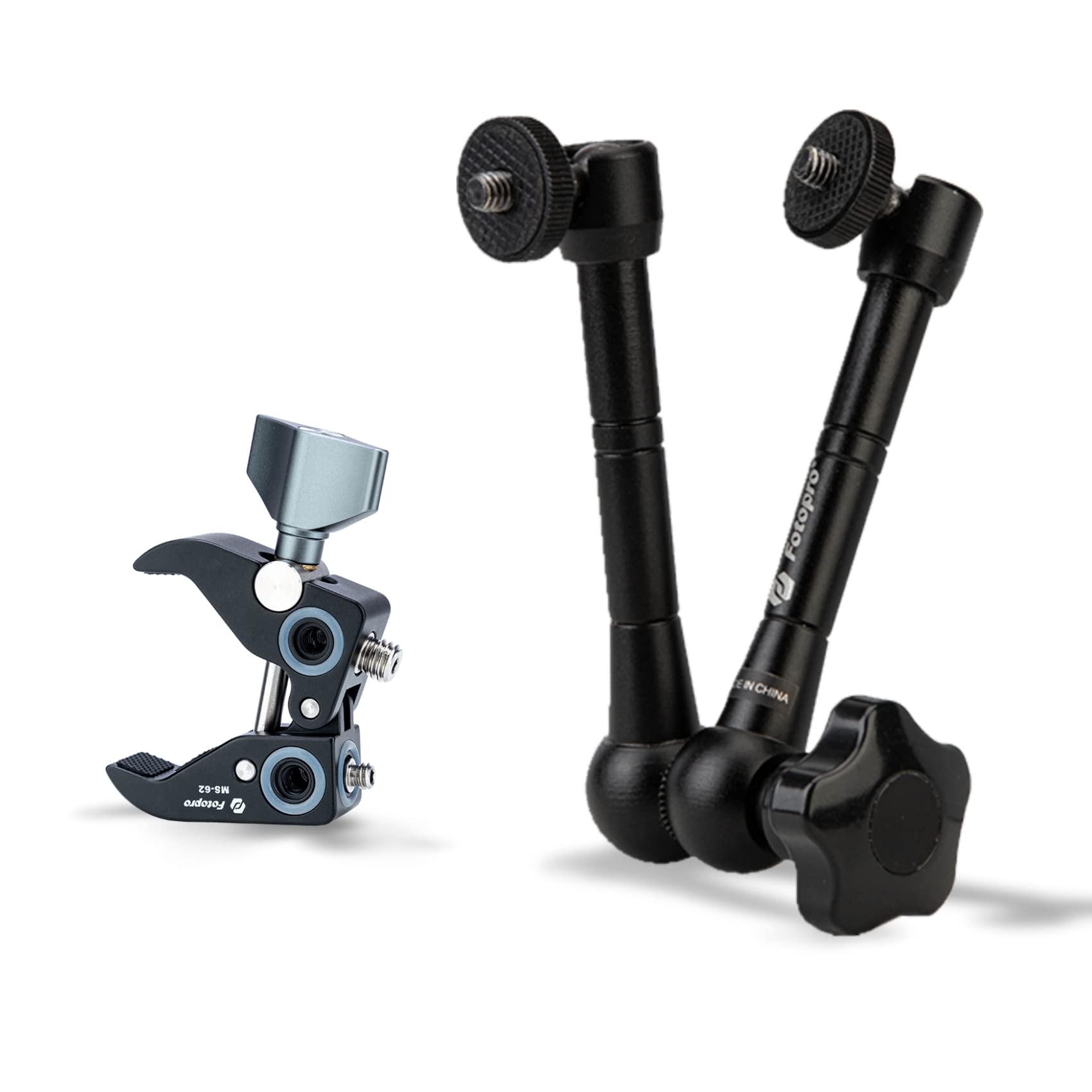 Fotopro 11 inch Magic Arm kit and Super Clamp with 1/4 3/8 Extension Holes for DSLR Camera LED Lights Monitor