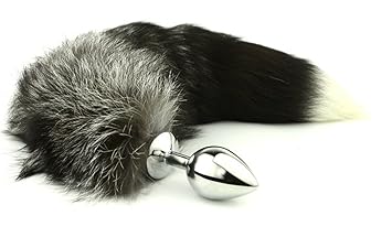 OnundOn Edelstahl Fuchsschwanz Anal Plug BDSM Cosplay Buttplug Ø 40mm