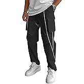 ZAFUL Men's Cargo Joggers Tapered Y2K Contrast Piping Elastic Waist Drawstring Sweatpants with Multi Pockets