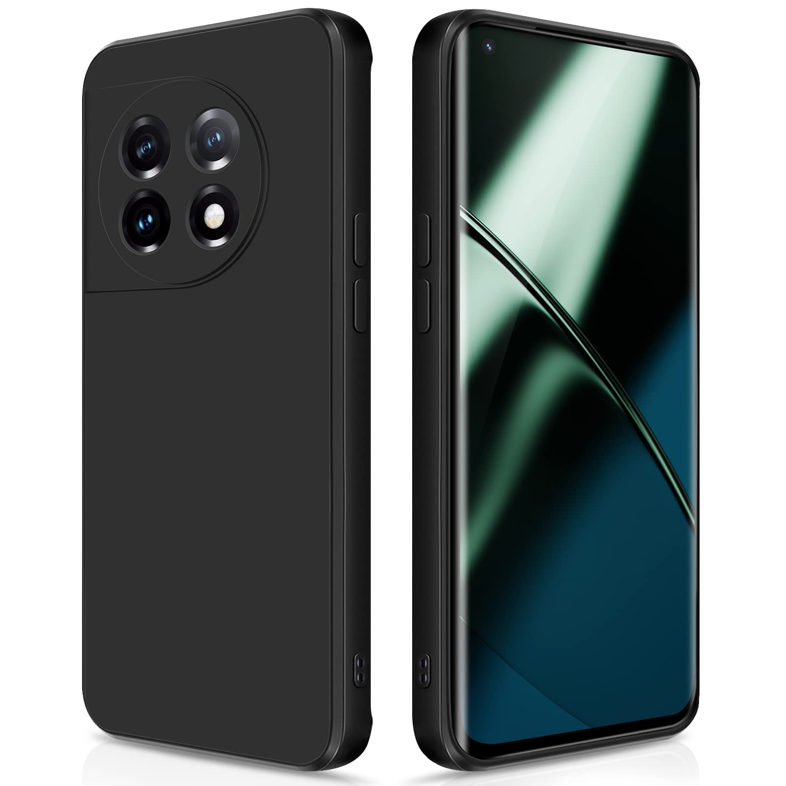 GiiYoon Case Compatible with Oneplus 11, Silky-Soft Touch Full-Body Protective Phone Silicone Case, Shockproof Cover with Microfiber Lining, Black — image 1