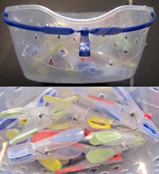 1 KORB-WÄSCHEKORB ZUM AUFHÄNGEN 15 WÄSCHEKLAMMERN FARBIG KUNSTSTOFF