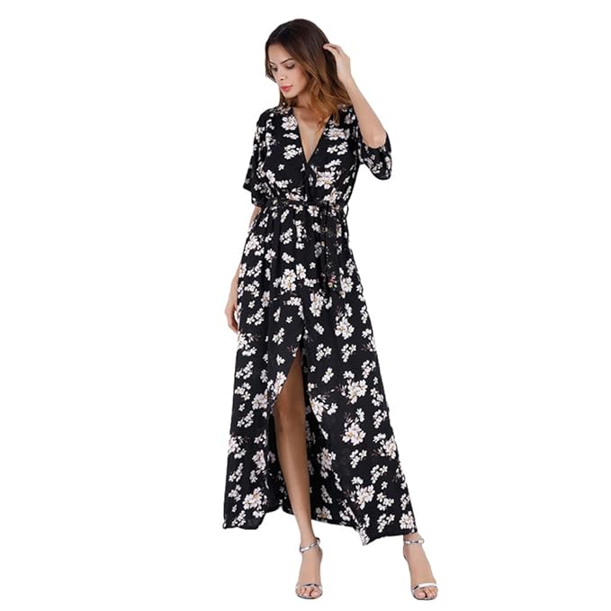 vestito lungo con cintura in vita