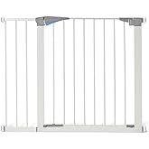 �鶹�� Basics Adjustable Wide Walk Through Metal Pet Gate, 28.3 x 1 x 30 inches, White and Grey