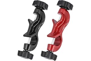WOCEAN Adjustable Bosshead Clamp Holder red&black 2pcs, Lab Heavy Duty Boss Head Clamp Holder Aluminum Alloy Body, Accept Rods up to 21mm/0.85inch Diameter for Laboratory Use