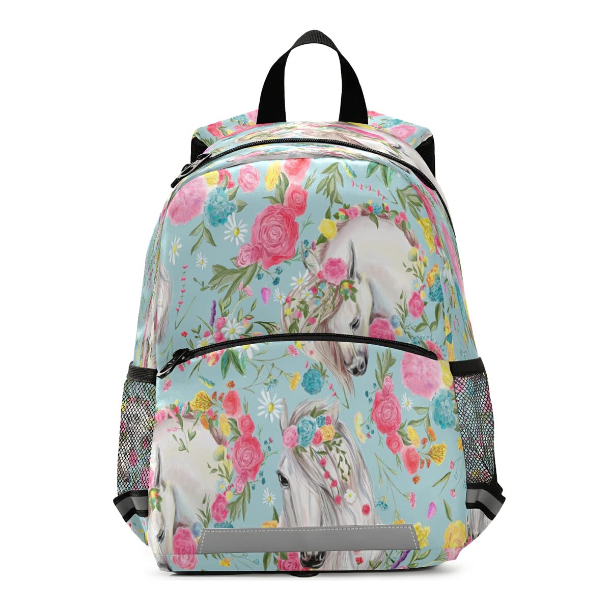Kids Backpack Horse and Flower Kindergarten School Bag for Toddler Girls Boys
