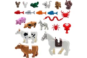 Taken All 20 Pieces Friend Animal Figures Building Blocks Toy - Pink Pig, Tortoise, Squirrel, Cow, Chicken,Horse and More Farm Animal Kingdoms Tight Fit with Major Brands