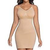 ONEW Shapewear Slips For Under Dress Deep V Neck Tummy Control Full Slip Adjustable Strap Seamless Body Shaper For Women