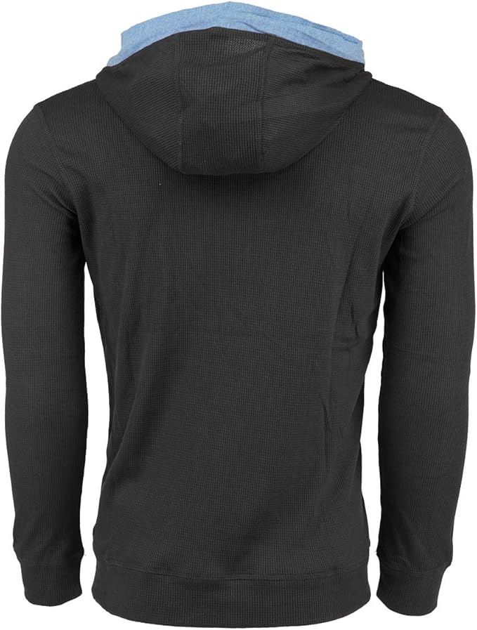 true rock men's waffle knit henley contrast hoodie