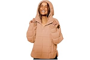 Feunu Puffer Pullover Jacket Womens Quilted Lightweight Jacket Dolman Hoodies Padded Coat Warm Winter Down Jackets Outwear