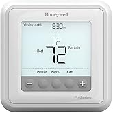 Honeywell TH6210U2001/U T6 Pro Programmable Thermostat, 2 Heat / 1 Cool Heat Pump Or 1 Heat / 1 Cool Conventional