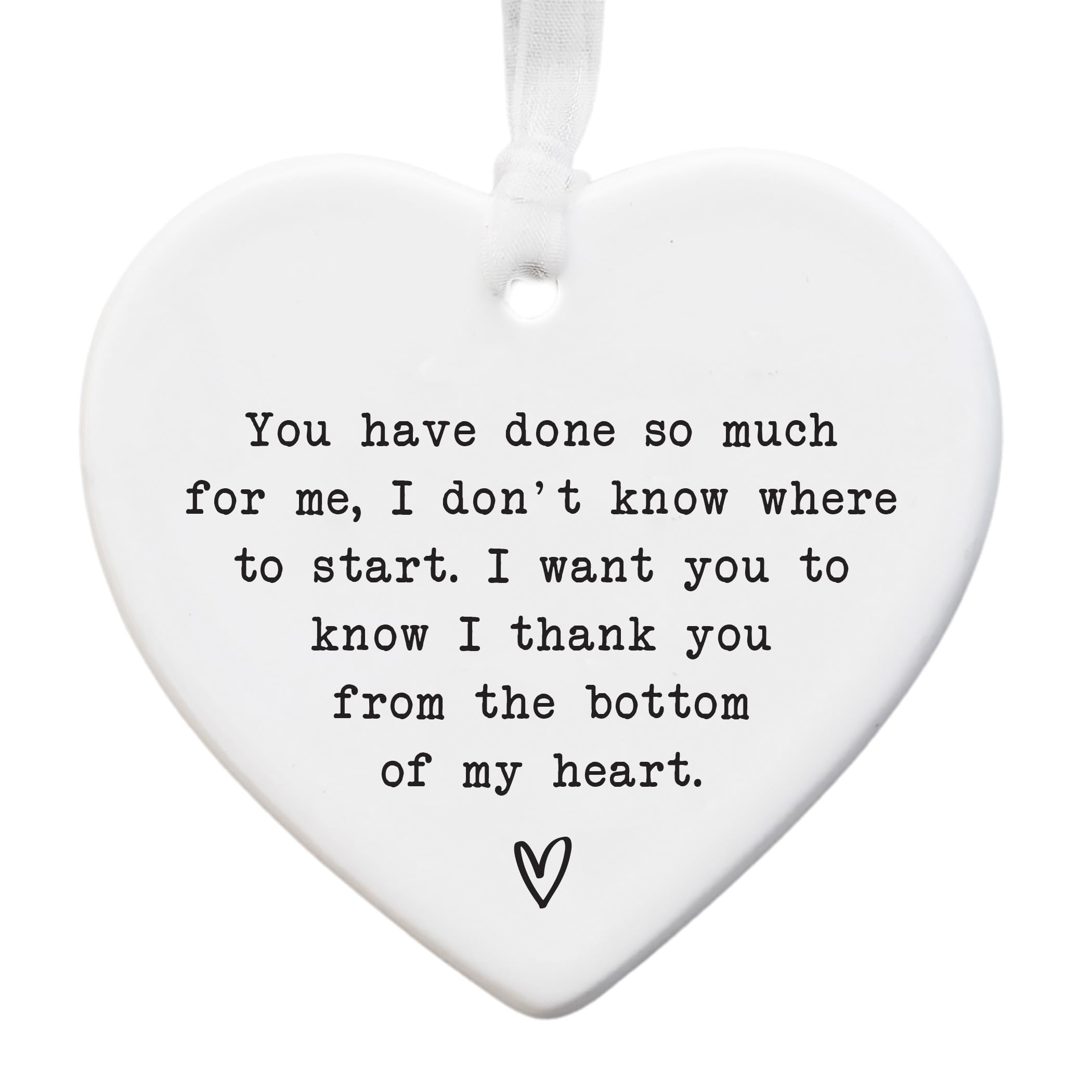 Thank You Ceramic Heart Keepsake Gift – “From the Bottom of My Heart” Message – Appreciation Gift – Hanging Ornament – 8cm x 7cm
