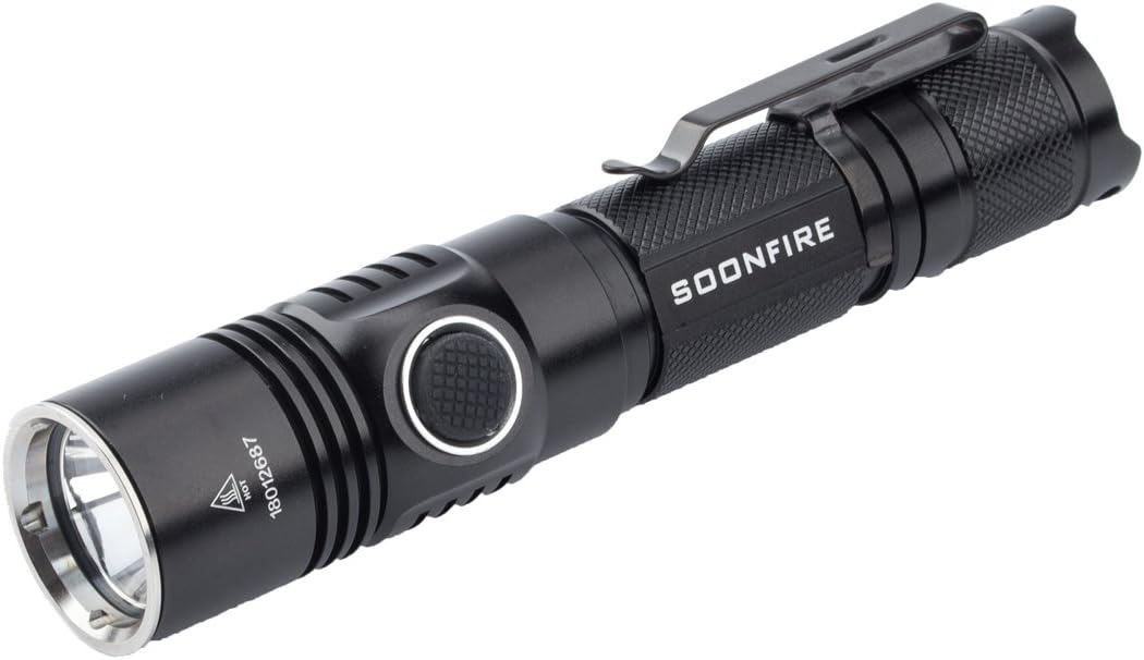 Cree XP-L LED 1050 Lumens Tactical Flashlight,USB Rechargeable Waterproof Flashlight with Battery Beam Distance 335 Meters-Soonfire DS30