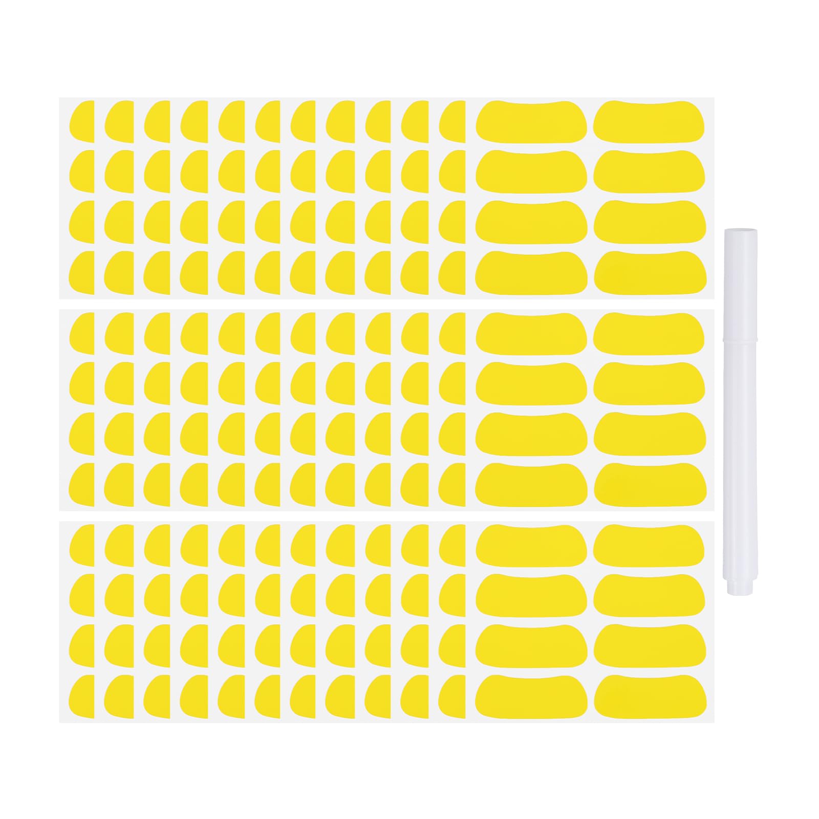 PATIKIL 144 Pairs Sports Eye Black Stickers, Under Eye Black Strips Football Face Stickers Breathable Eyeblack Sticker with 1 Pcs White Pencil for Baseball Fans on Game Day, Yellow