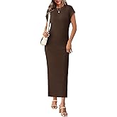 Yousify Womens Ribbed Knit Dress 2026 Casual Spring Summer Cap Sleeve Crewneck Trendy Maxi Dresses