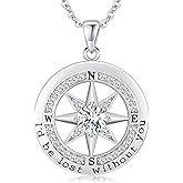 S925 Necklace Gift for Wife |Compass Jewelry |Women Anniversary |Sterling Silver |Girlfriend Birthday Gifts for Her Valentines |I'd be Lost without You |Jewel 18K Gold