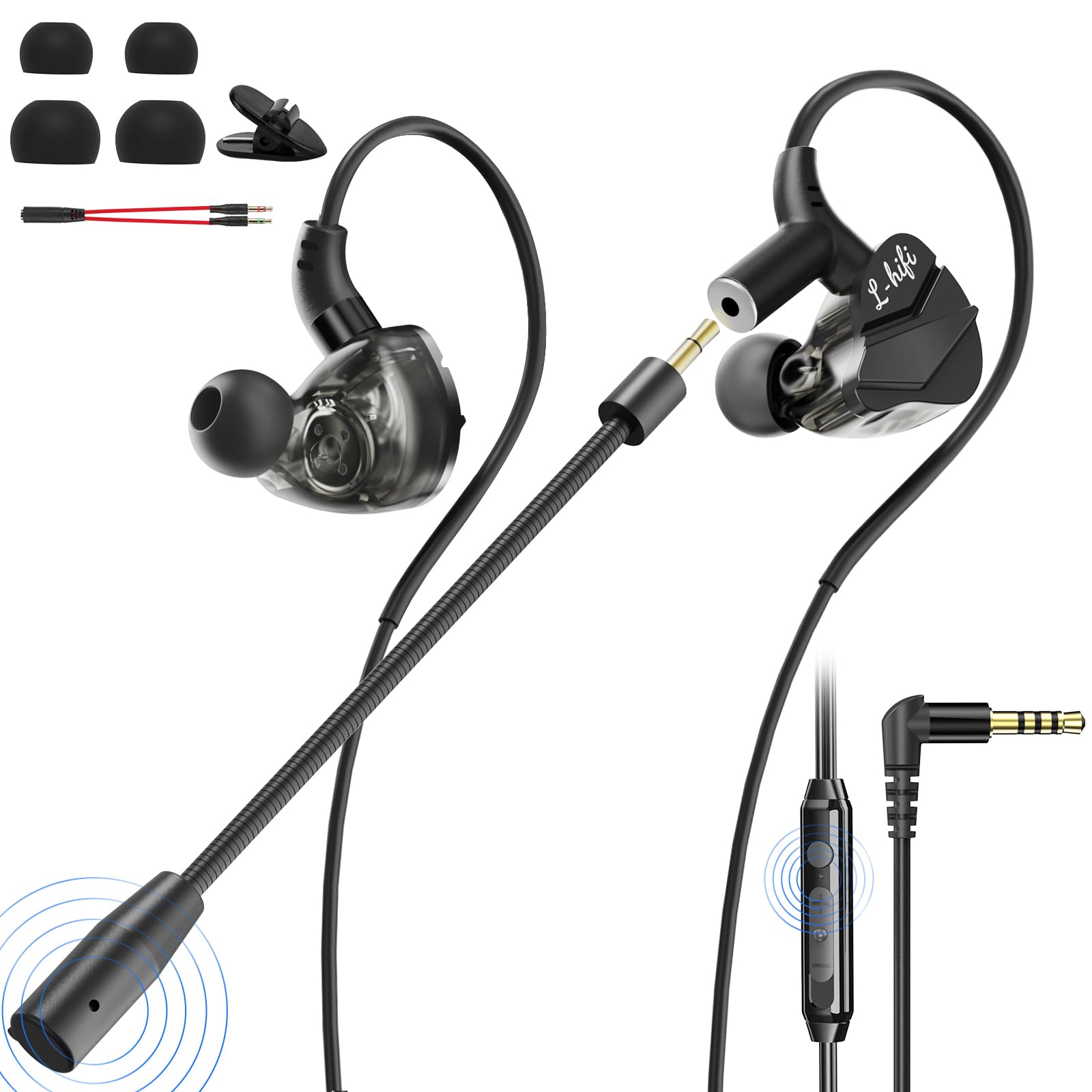 Photo 1 of BlueFire Wired Gaming Earbuds with Microphone, HiFi Deep Bass in-Ear Headphones, Noise Cancelling Earphones with Volume Control, Compatible with PC, Phone, in Ear Earbuds for Gaming, Sports and Music