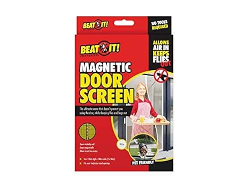 White Magnetic Polyester Mesh Door Screen, 210 x 100 cm (1 Set) - Easy Installation, & Ideal for Pest & Insect Protection